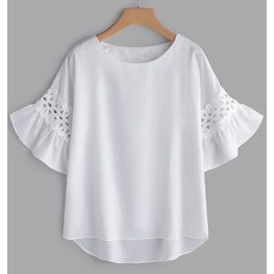 White Bell Sleeve Blouse